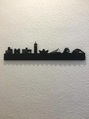 a silhouette of a city on top of the water at Piso céntrico Plaza Toros in Valencia