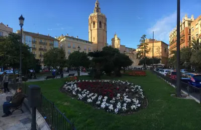 a park with a clock tower in a city at City Center Atico 360 in Valencia