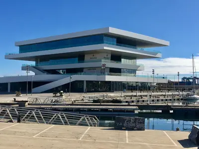 a large building with a marina in front of it at City Center Atico 360 in Valencia