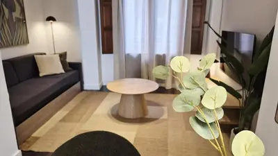 a living room with a table and a couch at Apartamentos Carmen del Turia in Valencia