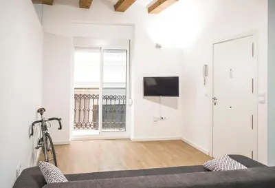 a living room with a couch and a flat screen tv at Ambrosio Flats Valencia - El Mercat in Valencia