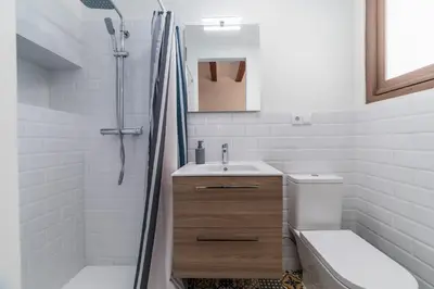a bathroom with a sink and a shower and a toilet at My Loft 4 You Ruzafa Style II in Valencia