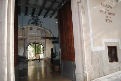 a hallway of a building with an entrance way at La Seda Stay in Valencia