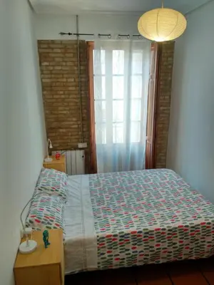 a bedroom with a bed and a window at Apartamento con estilo in Valencia