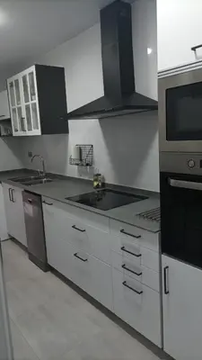 a kitchen with a sink and a stove top oven at Apartamentos Turia in Valencia
