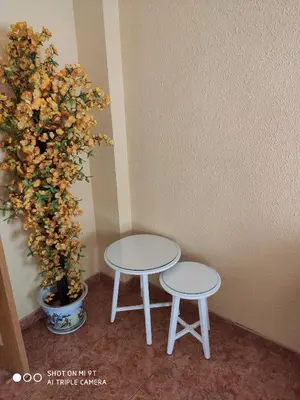 two tables in a corner next to a plant at Mari Carmen, 2º-8 in Cullera