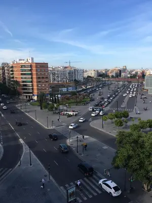 a busy city street with a lot of cars at Awesome apartment center Valencia in Valencia