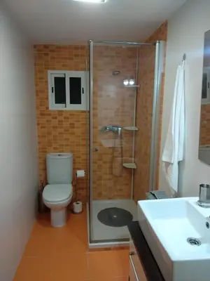 a bathroom with a shower and a toilet and a sink at Apartamento en la Ciudad de las Artes y las Ciencias in Valencia