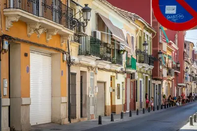 a street in a city with buildings at Travel Habitat Cabanyal in Valencia