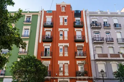 a tall building with balconies on the side of it at MD Puerto Rico in Valencia