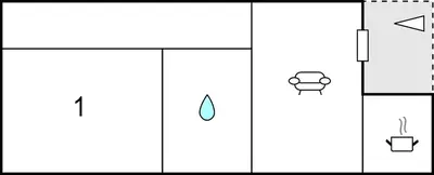 a diagram of a bathroom with a shower at 1 Bedroom Nice Apartment In Cullera in Cullera
