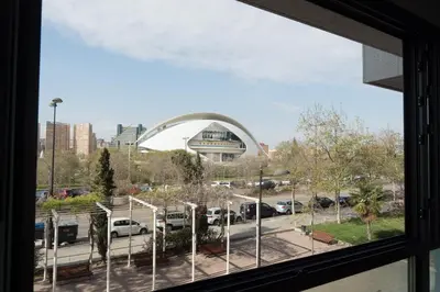 a view from a window of a parking lot at Sercotel Valencia Alameda 41 in Valencia