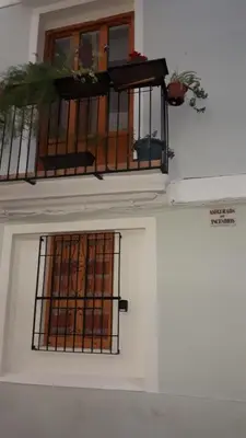 a white door with a balcony with potted plants on it at Amplio apartamento en centro histórico in Valencia