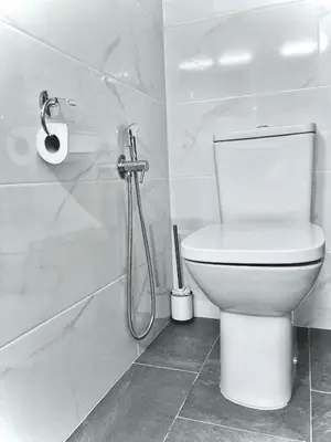 a white bathroom with a toilet and a shower at Apartamento en la playa Arensol Cullera in Cullera