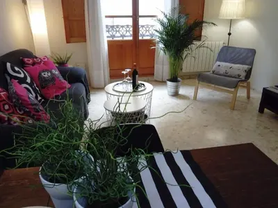 a living room with a couch and a table with plants at Apartamento céntrico Torres de Quart. in Valencia