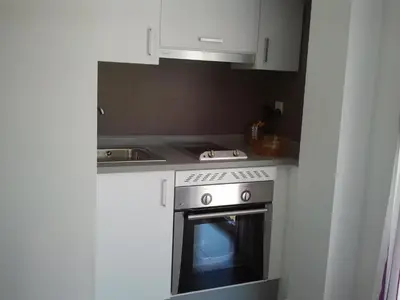a small kitchen with a stove and a sink at Carrer de Dénia in Valencia