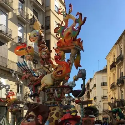 a group of decorations on a street in a city at Junto al Mercado de Ruzafa in Valencia