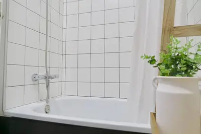 a bathroom with a bath tub with a plant in it at Paz Velvet, Espectacular Piso en Calle La Paz in Valencia