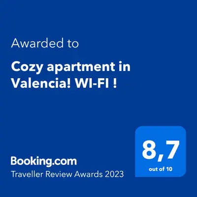 a blue sign with the text awarded to cozy apartment in at Cozy apartment in Valencia! WI-FI ! in Valencia