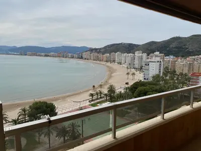 a view of a beach from a balcony at Apartamentos Florazar II Ajhory in Cullera
