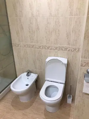 a bathroom with a toilet and a sink at PATACONA MARE NOSTRUM APARTMENT II in Valencia