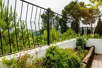 a balcony with a view of a garden at Casa rural la ermita de Anna in Anna