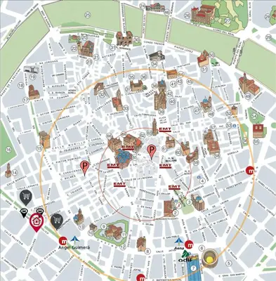 a map of a city with many attractions at COZY & MODERN Apartment junto a Metro A Guimerá in Valencia