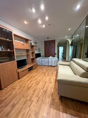 a living room with a couch and a bed at Estudio para parejas con WIFI en la playa in Valencia