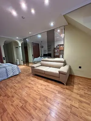 a large living room with a couch and a bed at Estudio para parejas con WIFI en la playa in Valencia