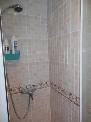 a shower with a hose in a bathroom at Casa Blanca in Algimia de Alfara