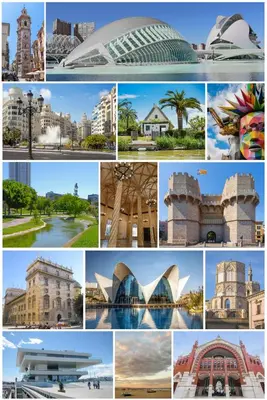 a collage of photos of buildings and landmarks at Lovely Modern Flat Valencia center in Valencia