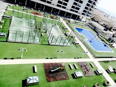 an aerial view of a tennis court on a building at Patacona Beach Power!! in Valencia