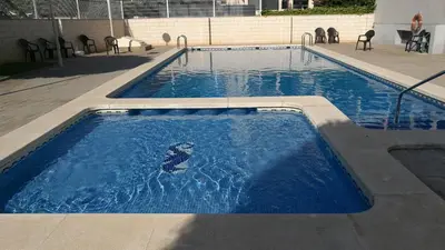 a swimming pool with a scorpion painted on it at APARTAMENTOFAMILIAR, PLAYA, WIFI, PISCINA in Canet de Berenguer