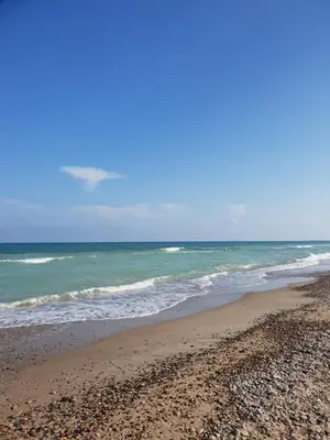 a sandy beach with the ocean in the background at Casa Coqueta in Almarda