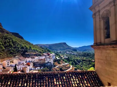 a view of a town from a building at Casa El Cielo, in the heart of Old Town in Chulilla