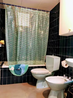 a bathroom with a toilet and a sink at Apto POSEIDON CON PARKING EN EDIFICIO SUBTERRANEO in Cullera