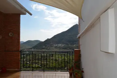 a balcony with a view of a mountain at Casa el Castell in Eslida