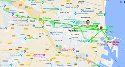 a close up of a map with a red marker at Best Valencia Beach Rooms-Shared Flat in Valencia