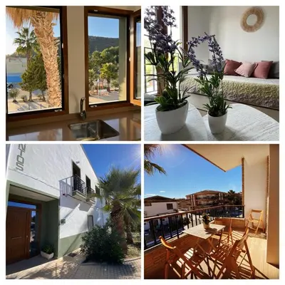a collage of four pictures of a house at Apartamentos LOSA RURAL in Losa del Obispo