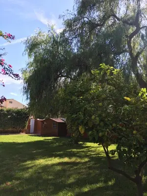 a bedroom with a bed and a bunk bed at Casa buganvilla in Almarda