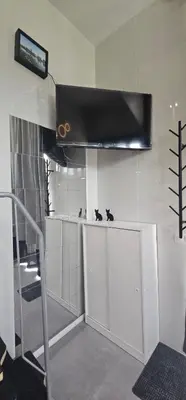 a kitchen with two black cats sitting on a counter at A7 ViviendaTuristicaValencia Arte in Valencia