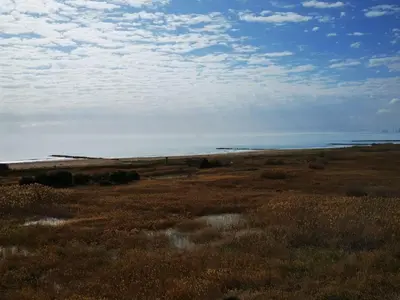 an open field with the ocean in the background at Precioso apartamento residencial con vistas al mar in Puebla de Farnals