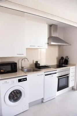 a kitchen with a washing machine and a sink at VLC HOST - Cuber in Valencia