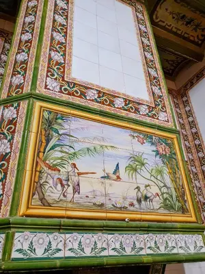 a ceiling with a painting of birds on it at CASA BAUTISTA TURIS in Turís