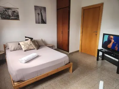 a bedroom with a large bed and a television at eXperience Rooms Valencia in Valencia