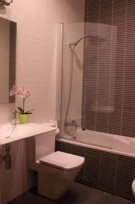 a bathroom with a toilet and a sink and a shower at Apartment Plaza de la Merced in Valencia