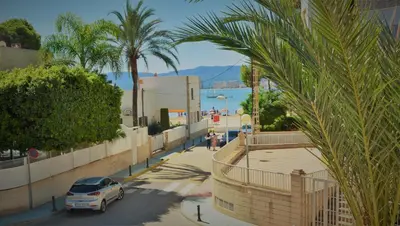 a car parked on a street with palm trees at CHALET VILLA Los HIPOCAMPOS in Cullera