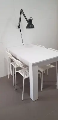 a white table with two chairs and a lamp at Apartamento C2 1Dormitorio in Lliria