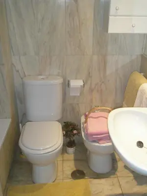 a bathroom with a toilet and a sink at Florazar 3 in Cullera