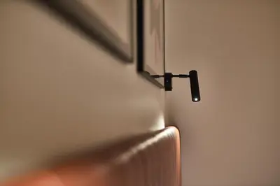 a close up of a refrigerator with a door handle at Sea view modern flat in Alboraya
